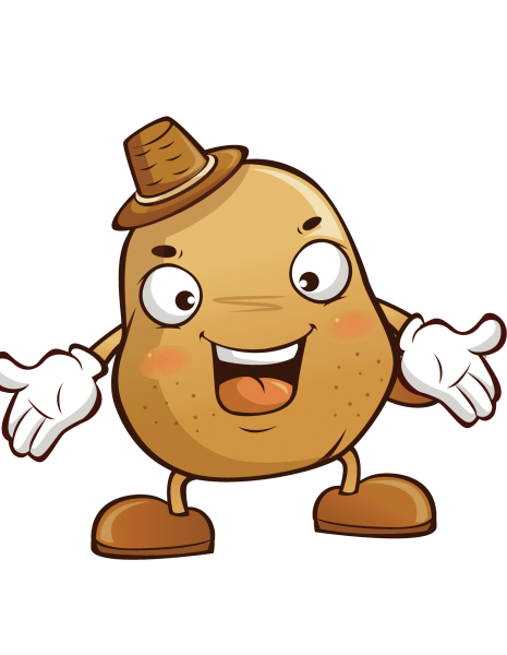 Картошка мультяшная на прозрачном фоне