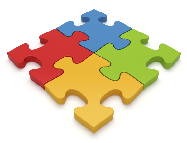 Кусочки цветных пазлов