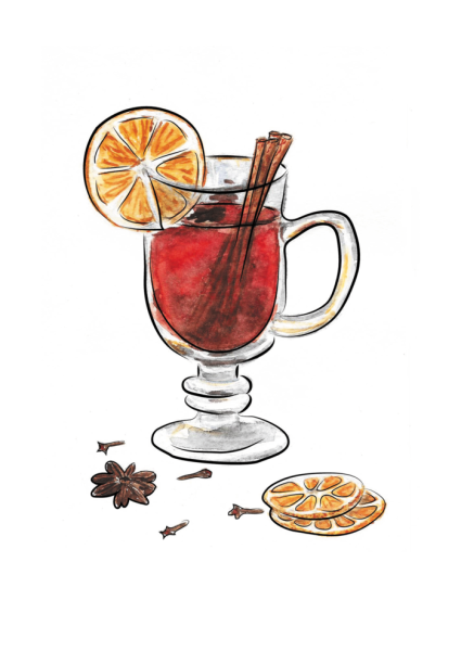 Глинтвейн акварель