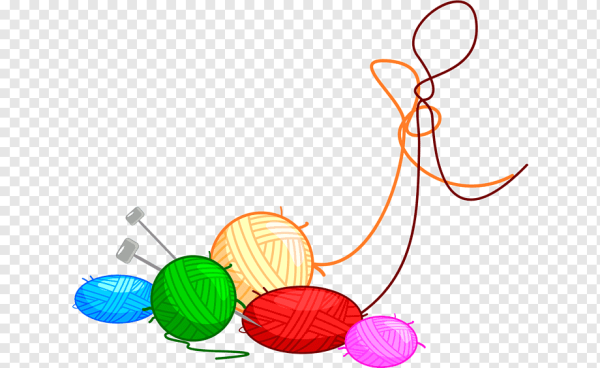 Клубки пряжи на прозрачном фоне