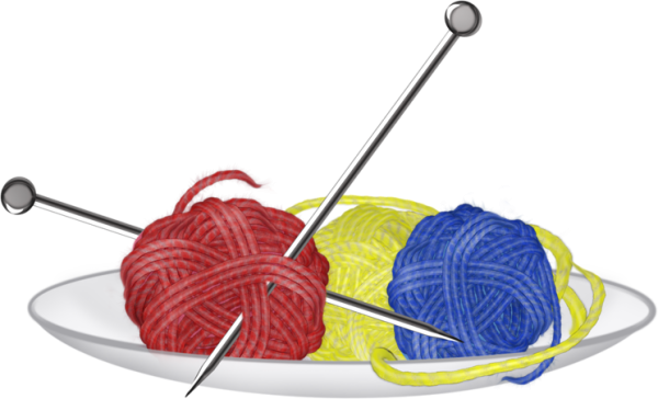 Клубок и спицы без фона
