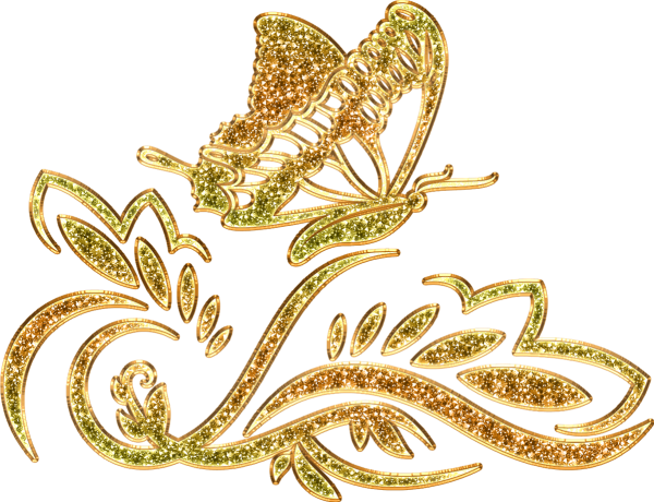 Золотой декор на прозрачном фоне