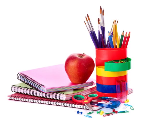 Канцелярские принадлежности на прозрачном фоне