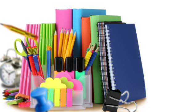 Канцелярские принадлежности на прозрачном фоне