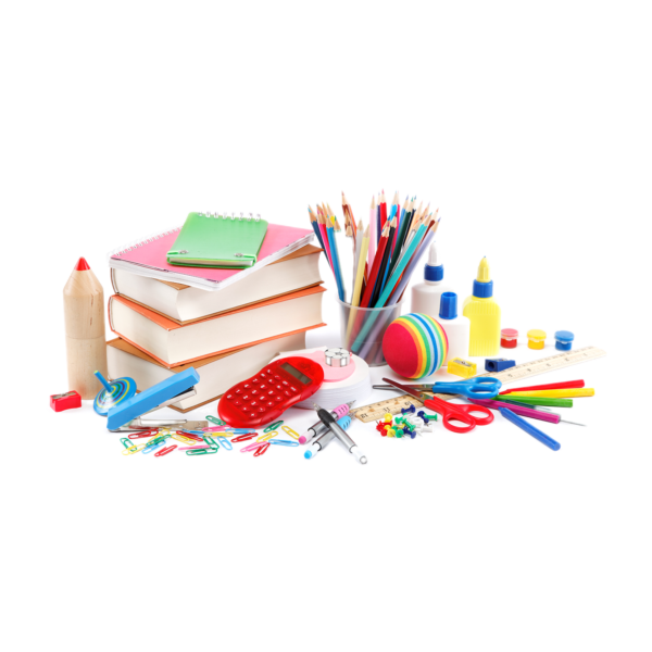 Канцелярские принадлежности на прозрачном фоне