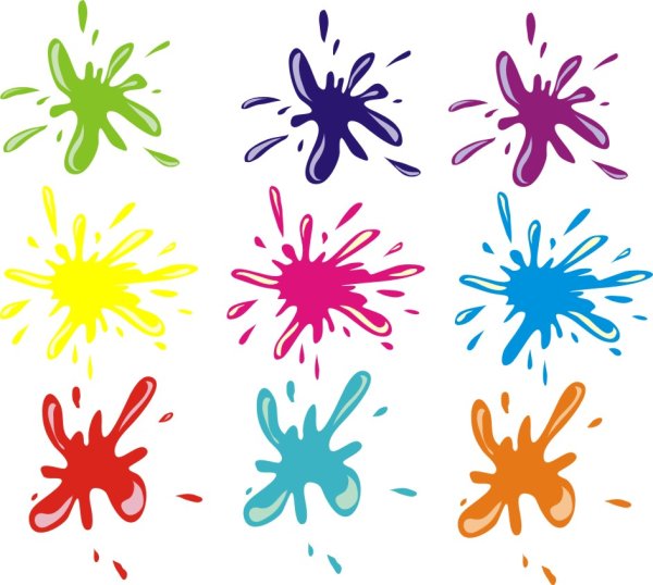 Цветные Кляксы на прозрачном фоне