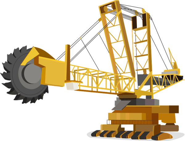 Жёлтый экскаватор мультяшный