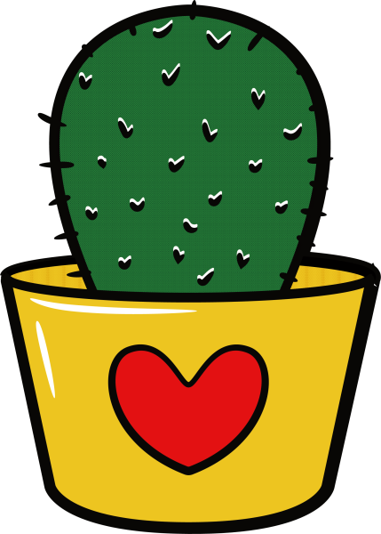 Мультяшный Кактус в горшке