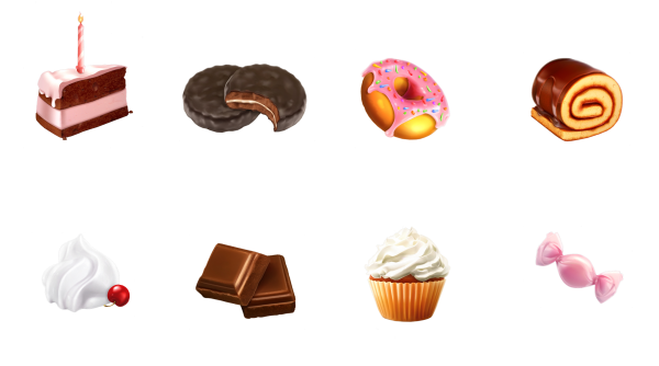 Сладости на белом фоне