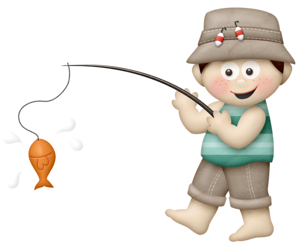 Мальчик ловит рыбу