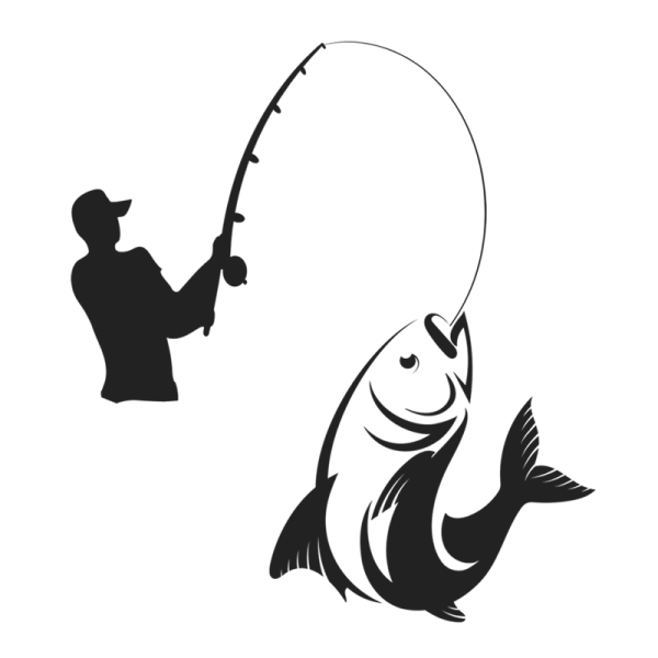 Удочка с рыбой вектор