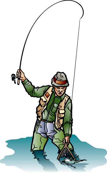 Рыбак на прозрачном фоне