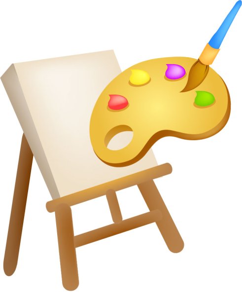 Мольберт с картиной на прозрачном фоне