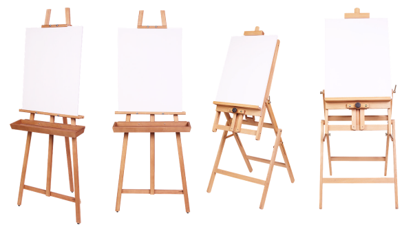 Рисует на мольберте