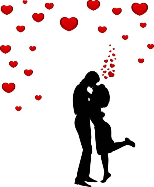 Влюбленные на белом фоне