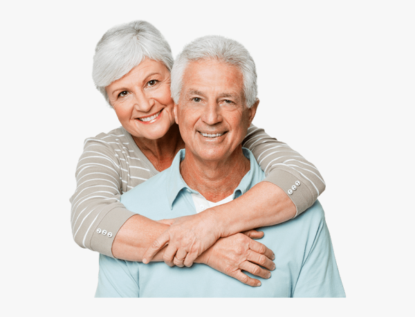 Пенсионеры на белом фоне