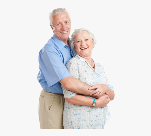 Пенсионеры на белом фоне