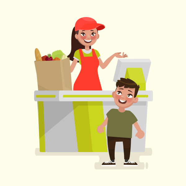 Продавец мультяшный