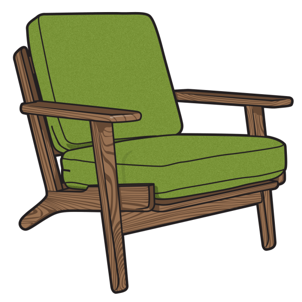 Зеленое кресло нарисованные