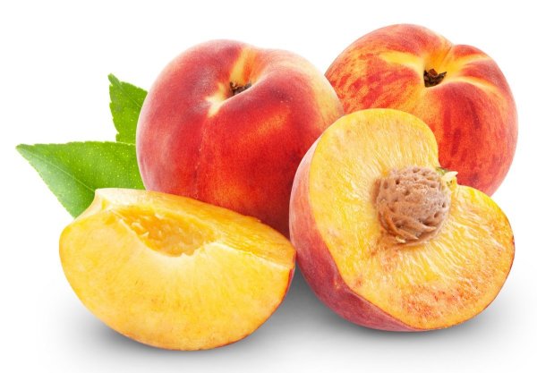 Персик на белом фоне