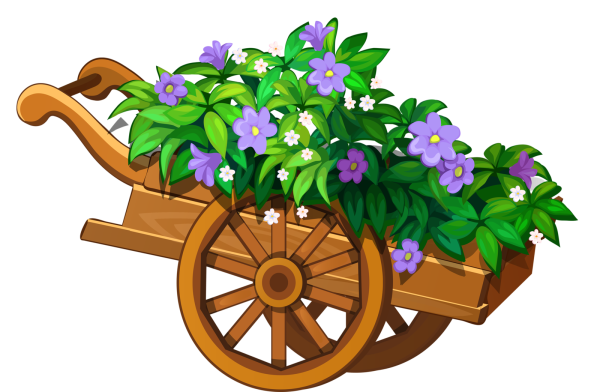 Клумба с цветами на прозрачном фоне