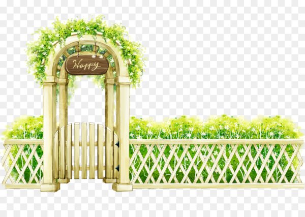 Сад с забором вектор