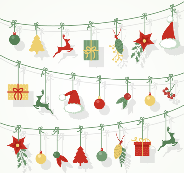 Новогодняя гирлянда на белом фоне