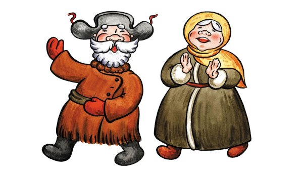 Сказочный дед в зимней одежде