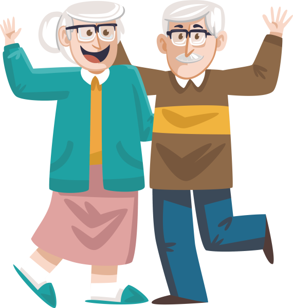 Пенсионеры на белом фоне