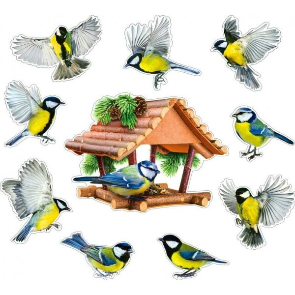 Украшение на скотче синички