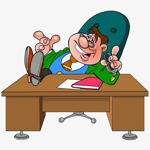 Мультяшный босс за столом