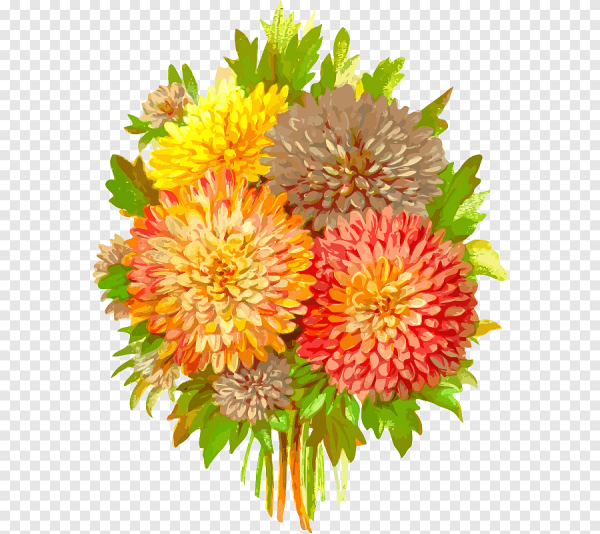 Георгины астры хризантемы букет