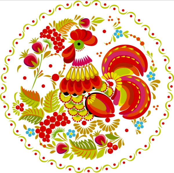 Петух в народном стиле