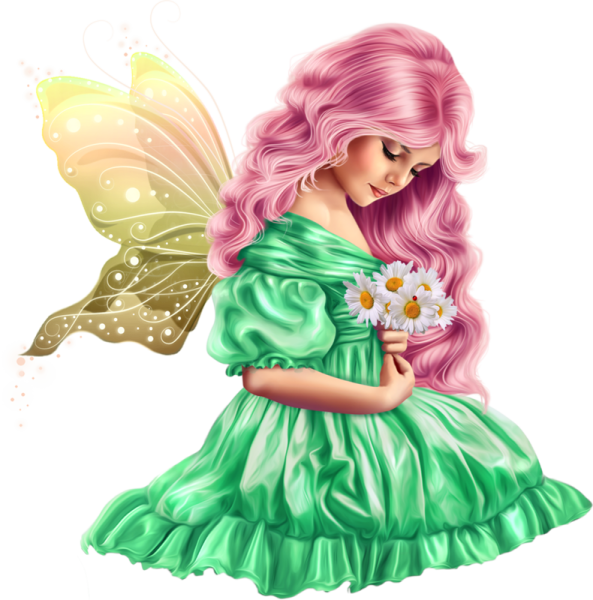 Сказочные феи на прозрачном фоне