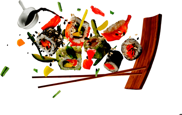 Суши роллы на белом фоне