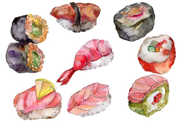 Суши акварель