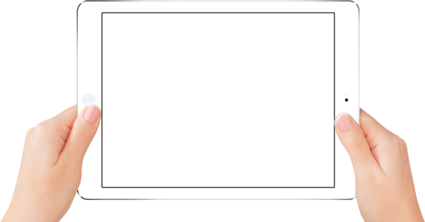 Планшет в руке без фона