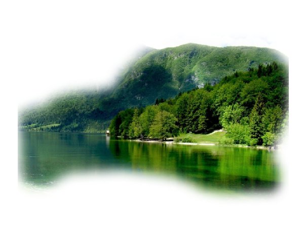 Озеро на белом фоне