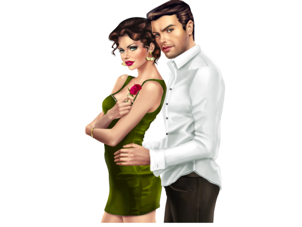 Влюблённые пары на прозрачном фоне