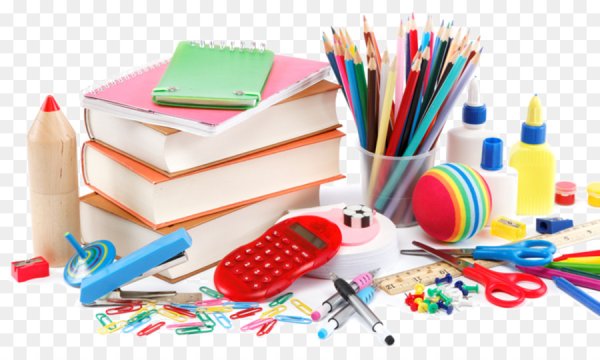 Школьные принадлежности на прозрачном фоне