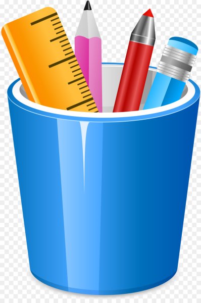 Канцелярские принадлежности на прозрачном фоне