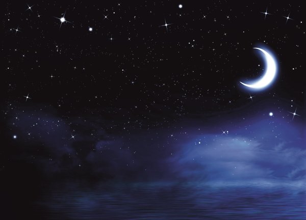 Звездное небо с луной