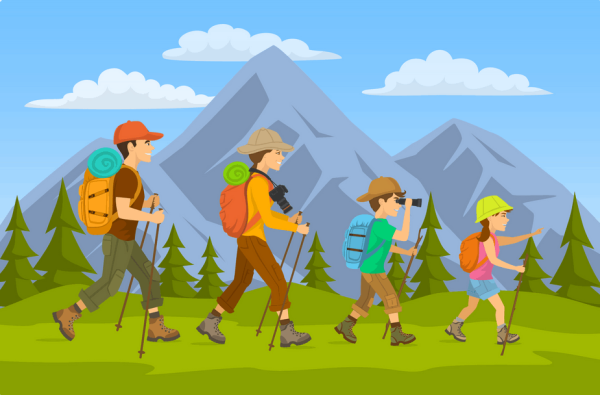 Мультяшный человек турист