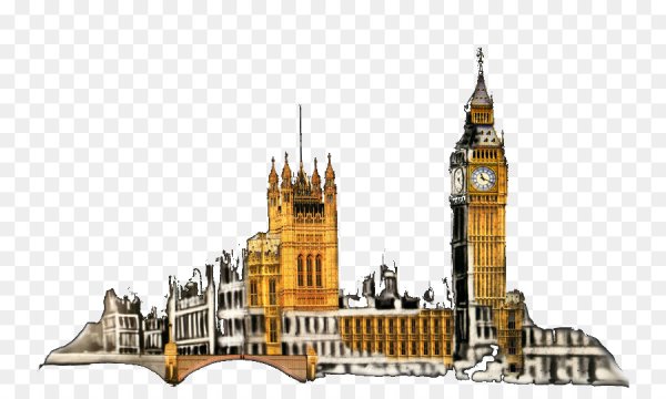 Биг Бен и Вестминстерский дворец рисунок