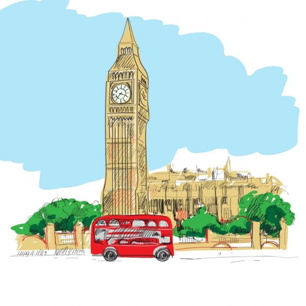 Англия Биг Бен рисунок