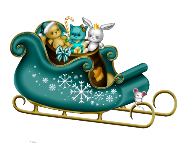 Новогодние сани на прозрачном фоне