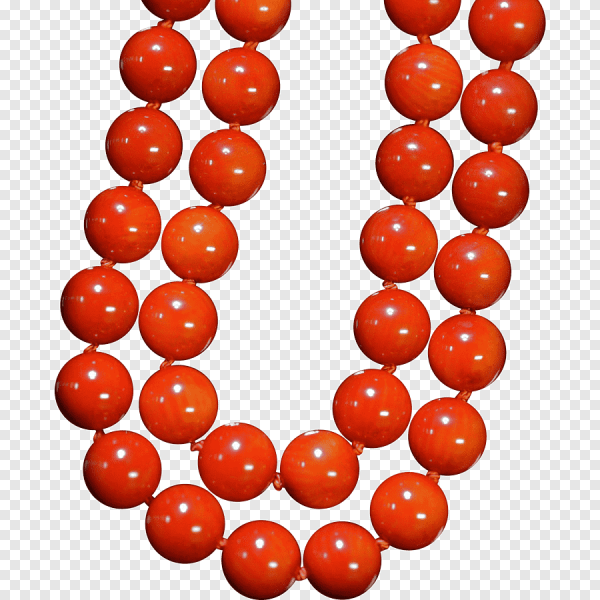 Красные бусы на прозрачном фоне