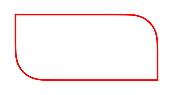 Прямоугольник с двумя закругленными углами