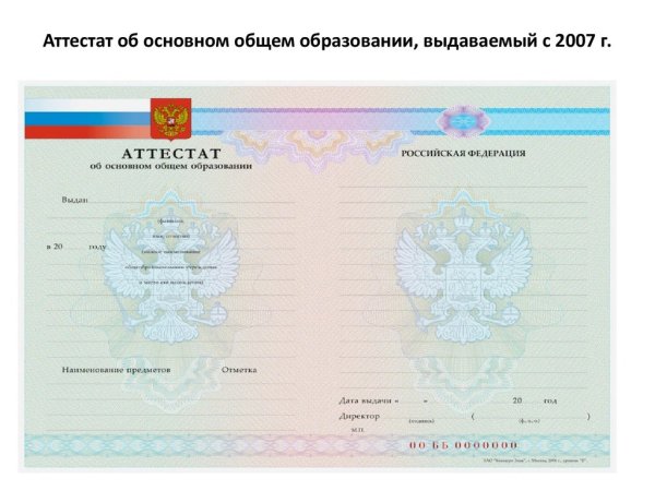 Аттестат о среднем образовании 9 класс