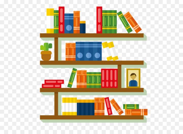 Нарисовать полки с книгами